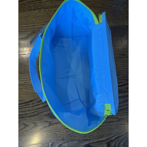Trader Joe's Bag BLUE w Green Zipper Mini Lunch Insulated Tote Bag NEW Fast Ship - Picture 8 of 9